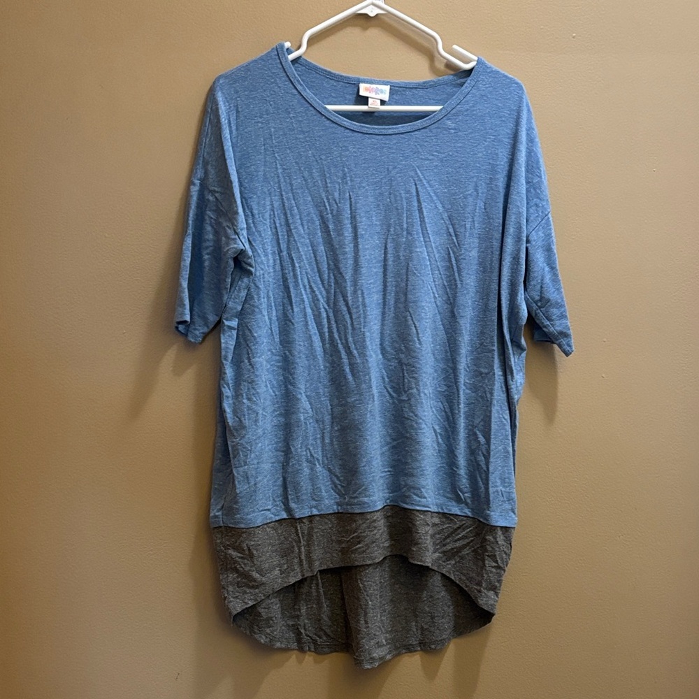 LuLaRoe Blue and Gray Tunic Top